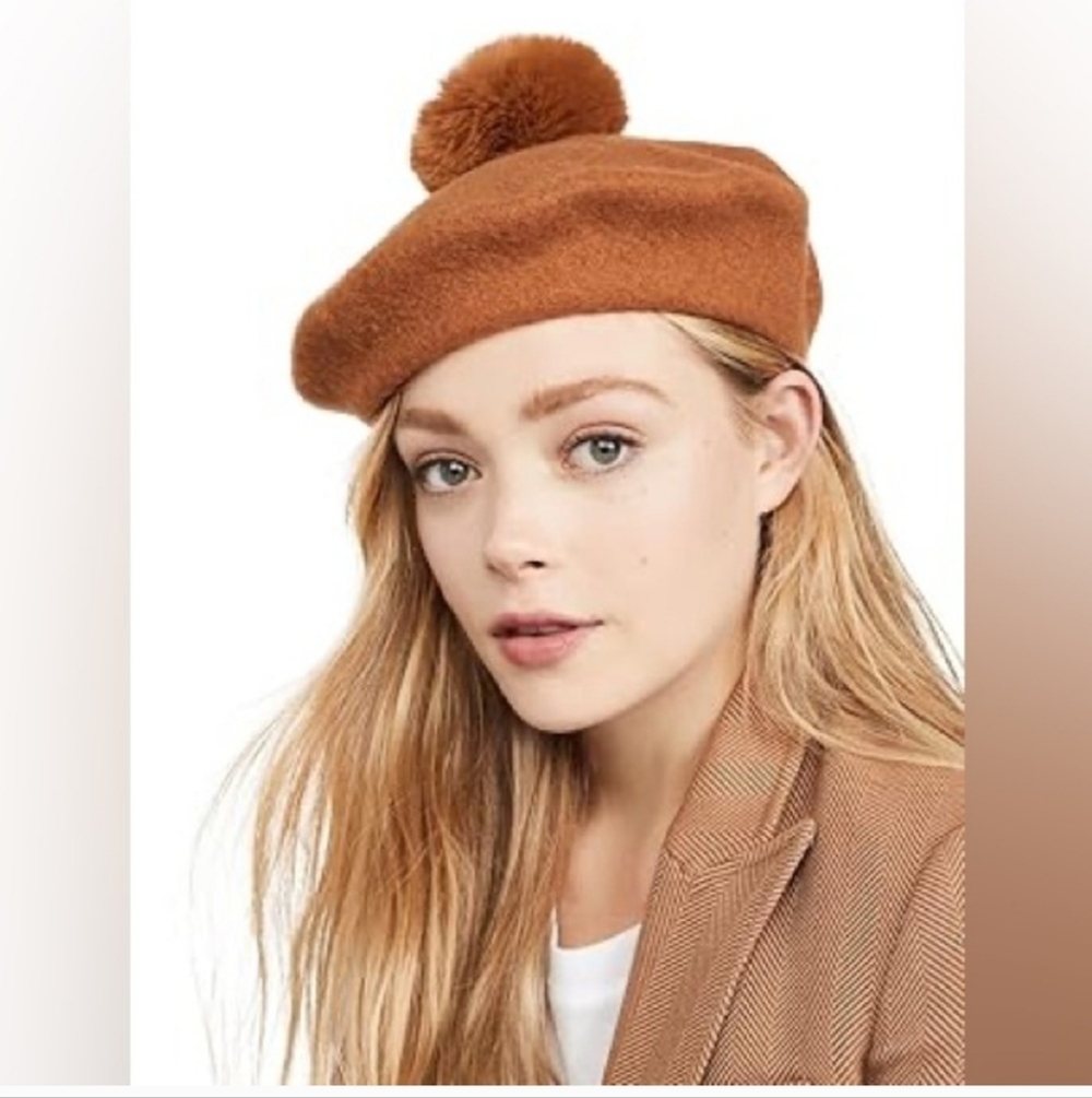 Madewell Pom Pom Beret in Golden Pecan